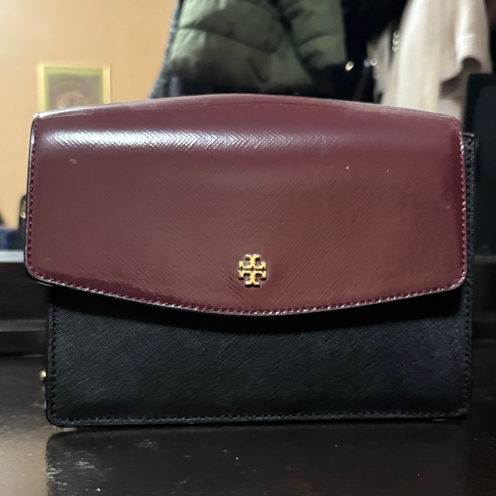 Tory Burch Wine and Black Crossbody Bag